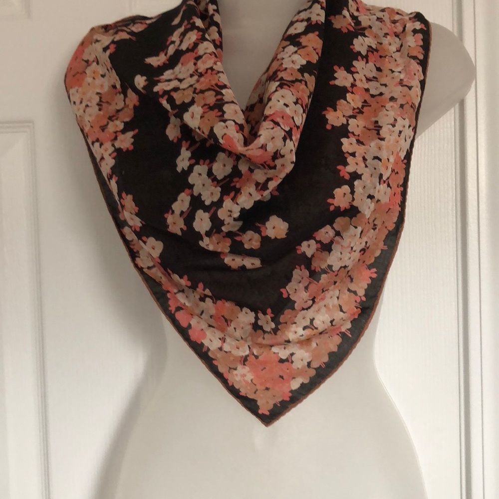 80s Fisba Stoffels Designer Swiss Cotton Floral Sakura Scarf Bandana